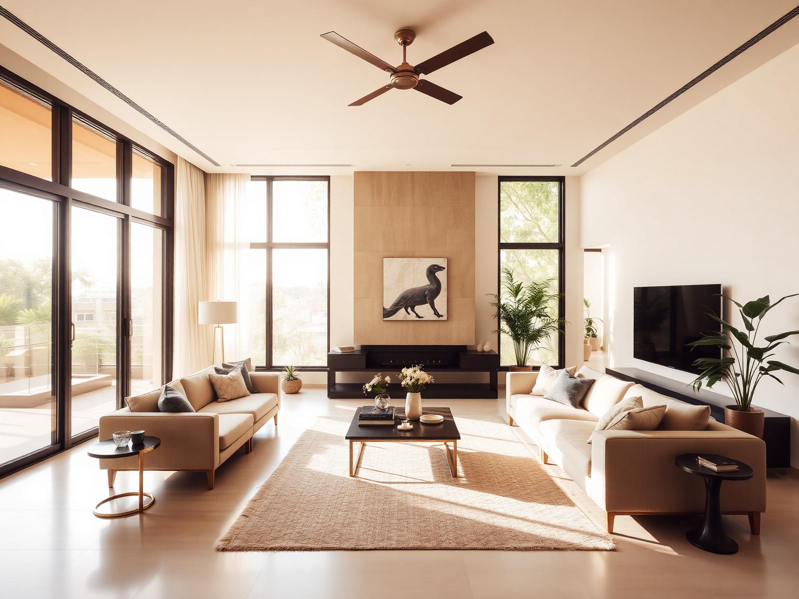 Bright, move-in ready living room of an Aligned Homes property in Vadodara
